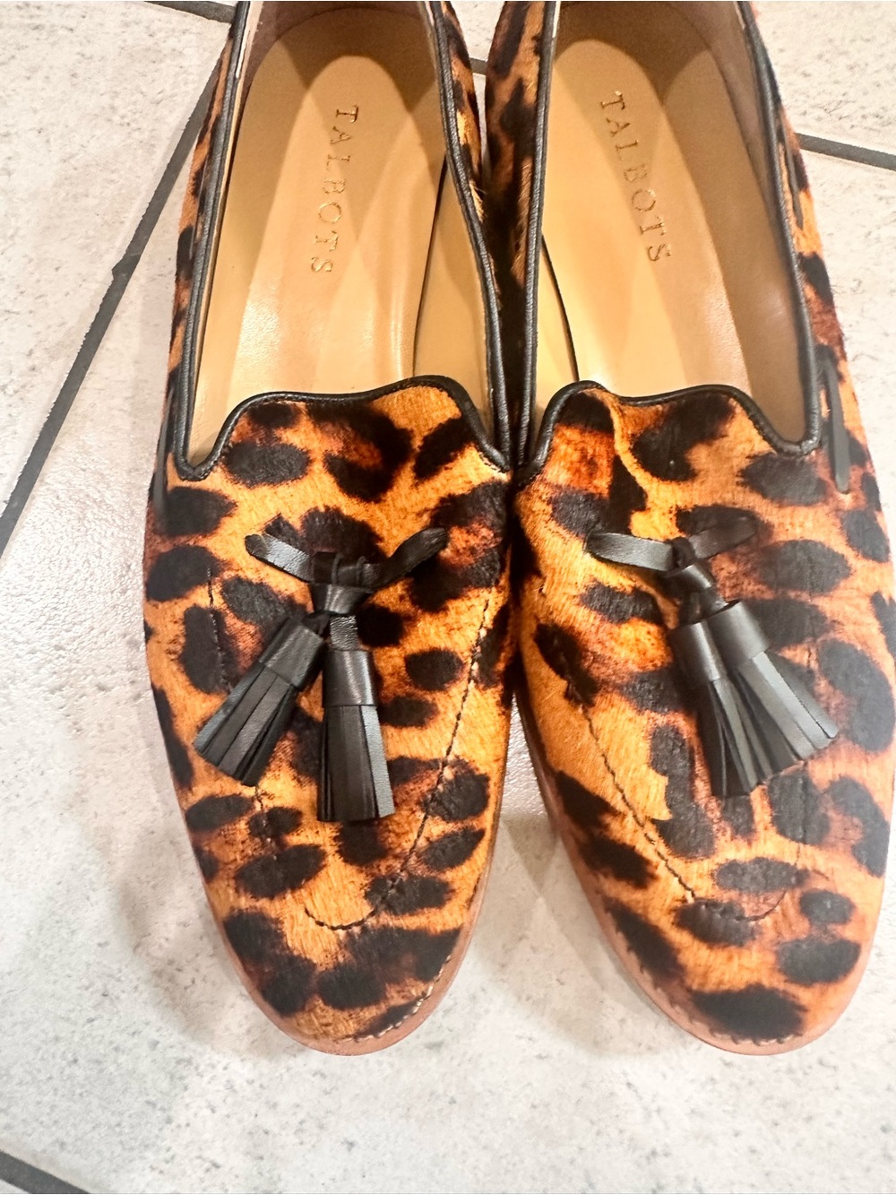 Talbots Leighton Tassel Loafers in Leopard Calf Hair Leather 8.5 - Picture 4 of 13
